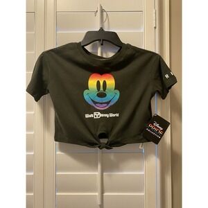 Disney Cropped Tee with Tie Front Pride‎ Embroidered on Sleeve Size XS